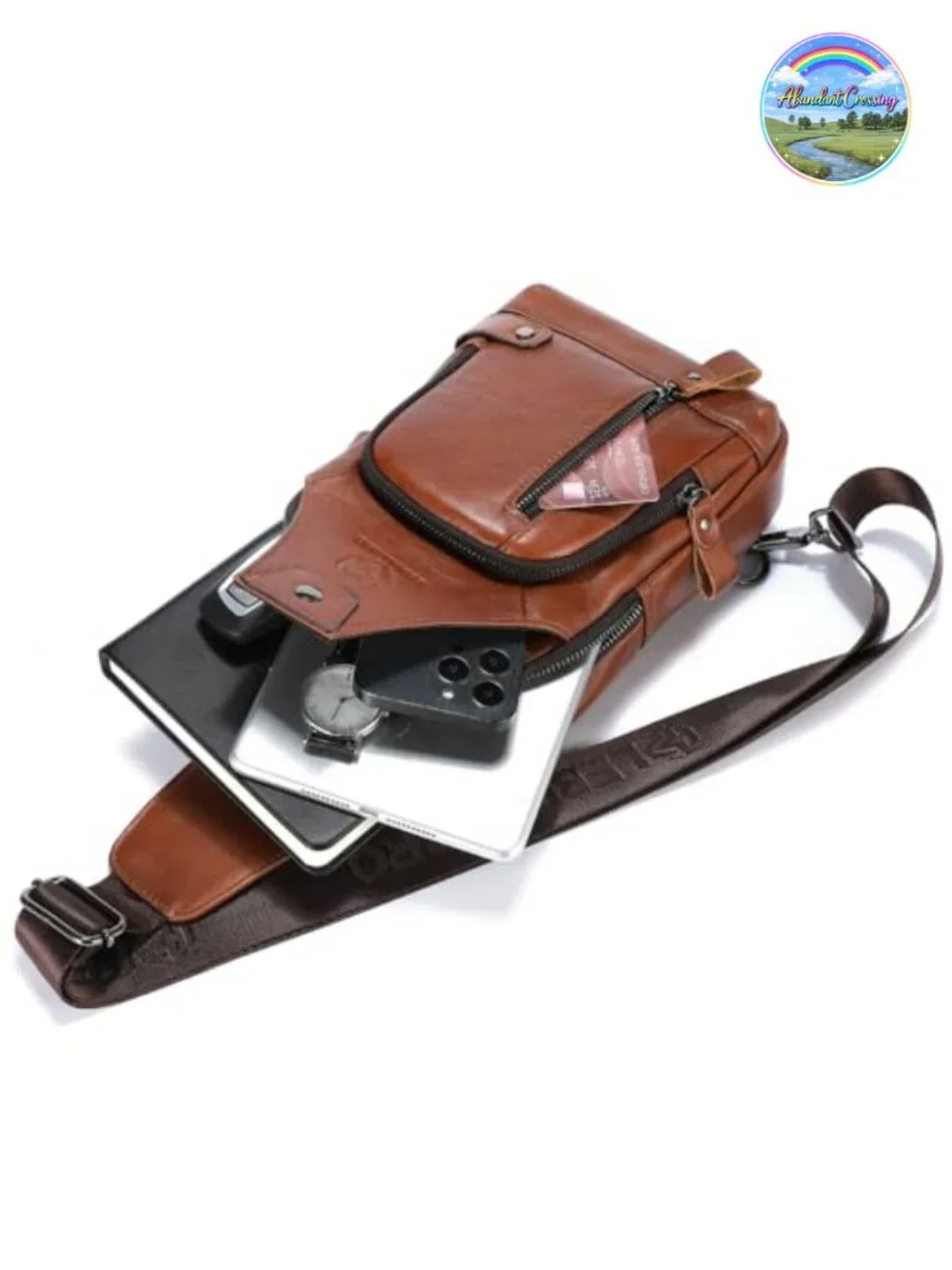 Men's Genuine Leather Sling Bag Crossbody Chest Shoulder Bag